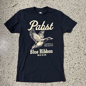 American Needle Navy Pabst Blue Ribbon T-Shirt with Cream Pabst Duck Graphic